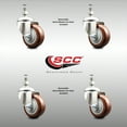 thumbnail image 2 of 3.5 Inch 316SS Maroon Polyurethane Swivel 10mm Threaded Stem Caster Set SCC, 2 of 2