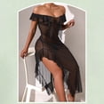 thumbnail image 5 of FRSASU Mesh Nightgown for Women Nightwear Sleeveless Backless See Through Chemise Ruffle Irregular V-Neck Sleep Dress Black, 5 of 9