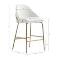 thumbnail image 3 of JERFIT 26 inch Modern White and Gold Counter Stool with Back, PU Leather Bar Stool for Kitchen Island, Breakfast Nook, 275lbs Capacity, 3 of 8