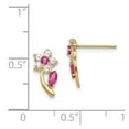 thumbnail image 2 of 14k Yellow Gold Clear and Red Cubic Zirconia Flower Post Earrings - Measures 9x6mm Wide, 2 of 2