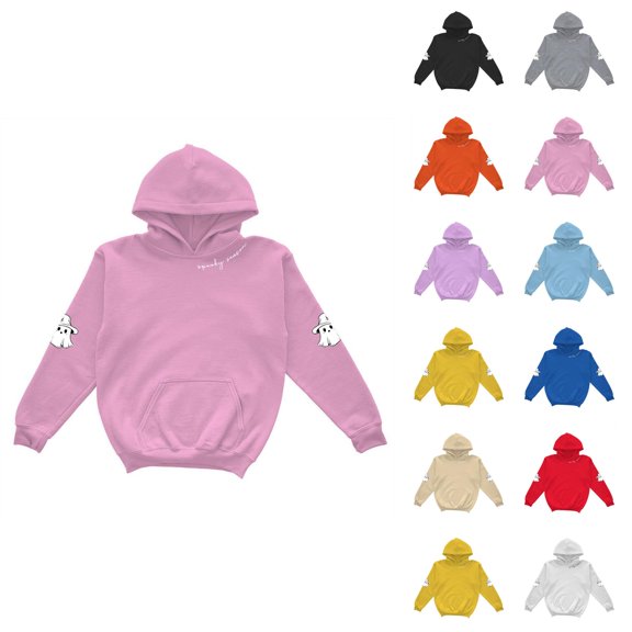 Girls Halloween Hoodie Sweatshirt Cute Print Loose Pullover, Long Sleeve Crewneck Fall Winter Casual Tops