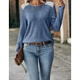 thumbnail image 2 of Womens Tunic Tops Ribbed Knit Long Sleeve Shirts Crewneck Lace Shoulder Elegant Blouses Tee Shermie, 2 of 4
