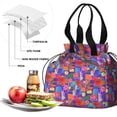thumbnail image 4 of Pioneer Flower Floral Print Pattern Drawstring Lunch Bag Women - Drawstring Lunch Bag Insulated for Work Office - Stain-Resistant Large Lunchbags for Women with Multi-Pockets, 4 of 6