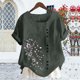 thumbnail image 5 of Xuyuer Women's Spring And Summer Block Print Round Neck Button Short Sleeve Casual T-Shirt, 5 of 5