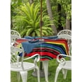thumbnail image 4 of Outdoor Tablecloth with Umbrella Hole Zipper Boho Colored Stripes Round Tablecloth 54" Waterproof Outside Table Cloth Vintage Green Red Blue Tribal Patio Table Cover Tablecloths for Picnic Party, 4 of 8