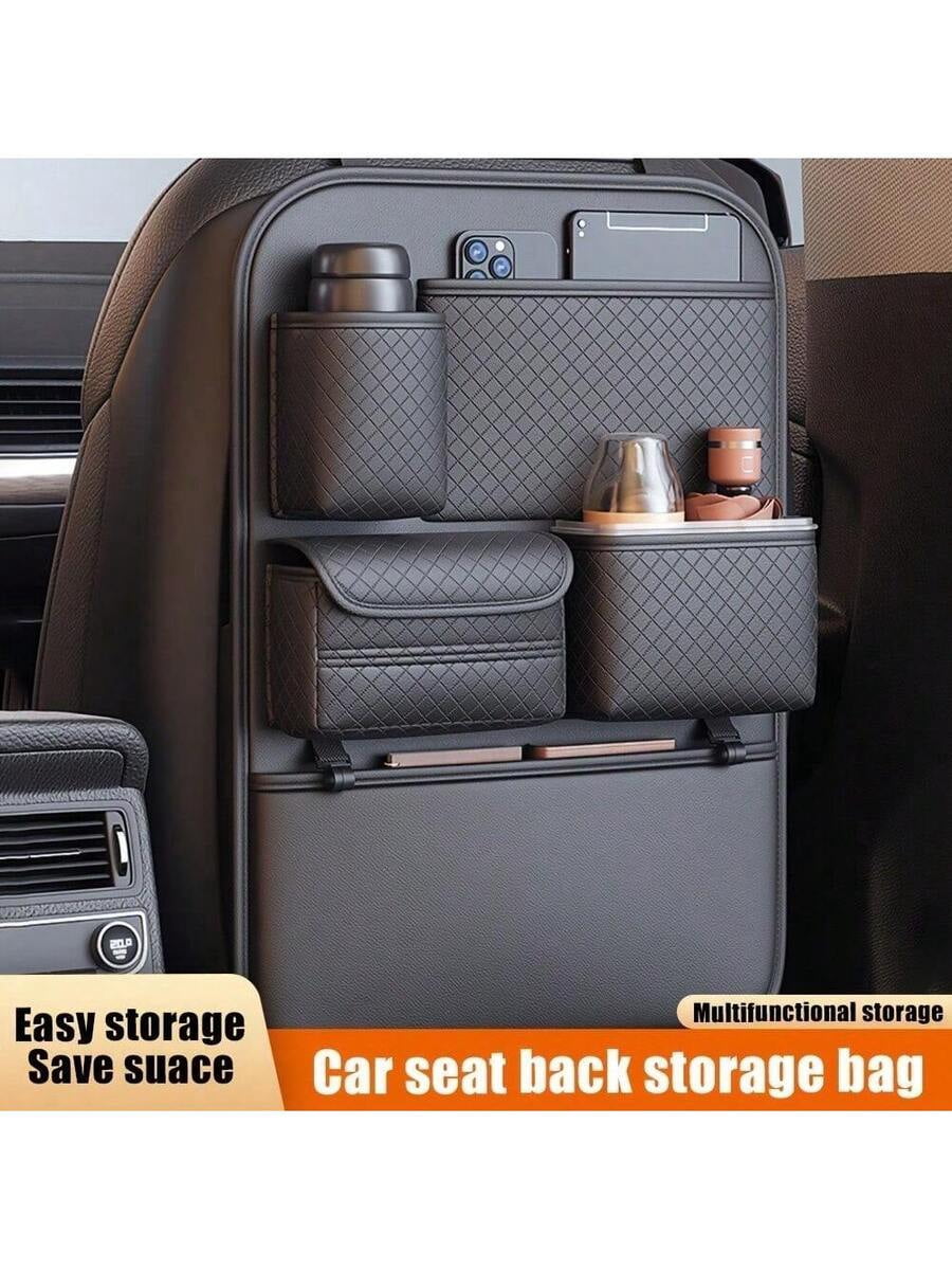 Car Backseat Organizer and Waterproof Kick Mats, 2-Pack Universal Car Seat Storage with Pockets for Kids, Toddlers, and Travel Essentials, Road Trip Protection and Organization
