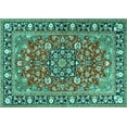 thumbnail image 1 of Ahgly Company Machine Washable Indoor Rectangle Persian Turquoise Blue Traditional Area Rugs, 3' x 5', 1 of 4