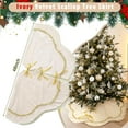 thumbnail image 2 of Guvpev Christmas Tree Skirt - 48 Inch Ivory Velvet Fur Scallop Tree Skirt Sparking Gold Lace Trim for Party Rustic Xmas Holiday Decorations All Year, 2 of 12