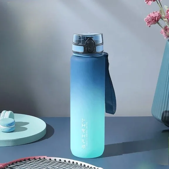 1 Liter Large Capacity Sports Water Bottle Leak Proof Colorful Plastic Cup Drinking Outdoor Travel Portable Gym Fitness Jugs
