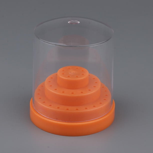 Soporte de Puntas de Uñas Baoblaze Soporte de broca para uñas 48 Orificios Transparente - naranja 3,74 pulgadas 9,5 cm
