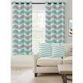 thumbnail image 2 of Fsddascl Turquoise Grey White Blackout Curtains for Bedroom/Living Room, Thermal Insulated Kitchen Curtains, Abstract Geometric Ocean Wave Stripe Grommet Darkening Window Treatment Drapes 52"x72"x2, 2 of 8