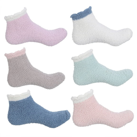 6 Pairs Fuzzy Socks Winter Warm Fluffy Socks Plush Socks Home Sleeping Indoor Stockings for Birthday Spring Festival Party Favor Gift