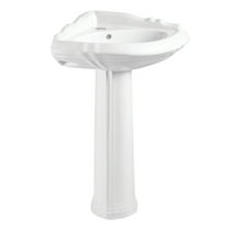 Kingston Brass VPB2710 Venus 27" Ceramic Corner Pedestal Sink (Single Hole), Glossy White