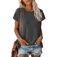 thumbnail image 2 of WEIYLL T-Shirts pour Femmes Manches Courtes Été Col Rond Couleur Unie Coupe Ample Gy2 Tailles P, 2 of 6