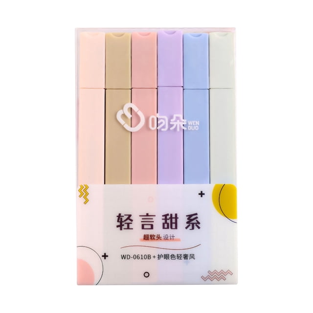 Vwrxbz Soft Tip Highlighter Pens 6 Colors Pastel Marker Set Large Capacity Bible Safe Highlighters for School Office
