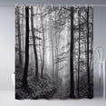 thumbnail image 2 of Misty Forest Shower Curtain Black White Foggy Nature Landscape Grey Fantasy Fog Tree Rustic Farmhouse Outdoor Fall Halloween Bath Curtain with Hook Inch, 2 of 6