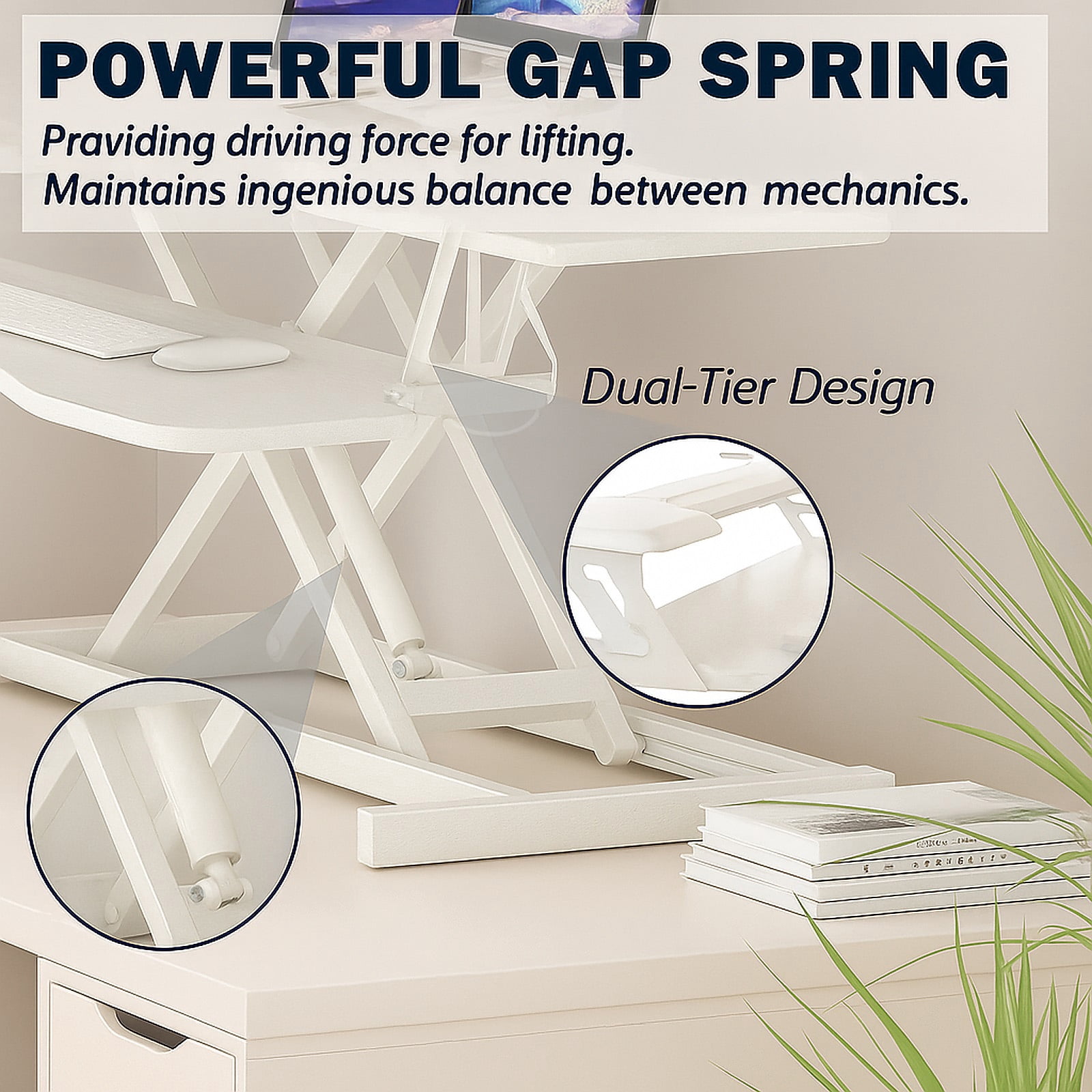 32 Inch Standing Desk Converter, Height Adjustable Laptop Sit Stand Desk Riser Laptop Workstation for Table Tops and Home Office with Keyboard Tray, White