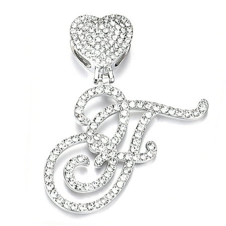 

Mightlink Necklace Pendant Alphabet Style Allergy Free Sparkling Stunning Visual Effect Creative Shape Decorative Alloy Fashion A-Z Cursive Letter Faux Crystal Chain Necklace Pendant for Dating