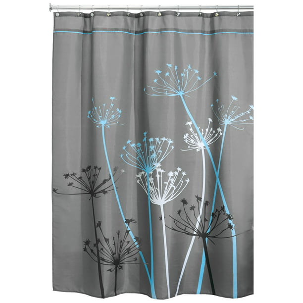 Gray Blue Thistle Fabric Shower Curtain, 78 X 72 Shower Curtain