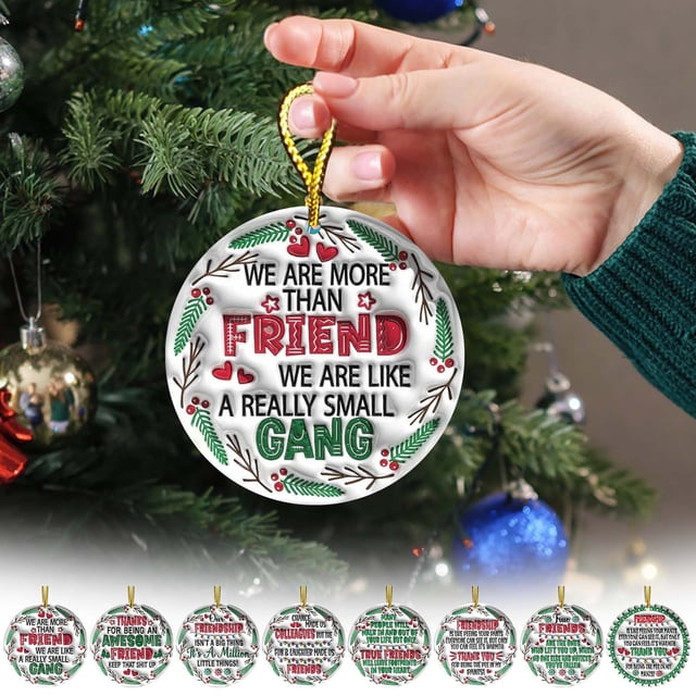 Xihbxyly Colgante Acrílico Navideño, Diseño Redondo con Textura Cóncava, Cuerda Dorada Duradera, Decoración Navideña Multiusos, Adorno para Árbol, Decoración Del Hogar, Tamaño 8 X 8 Cm