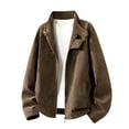 thumbnail image 2 of Atkumj Bomber Jacket Men with Pockets Stylish Suede Stand Collar Mens Leather Jacket Casual Solid Color Long Sleeve Zip Up Jacket for Outdoor Daily Activities 2XL, 2 of 9