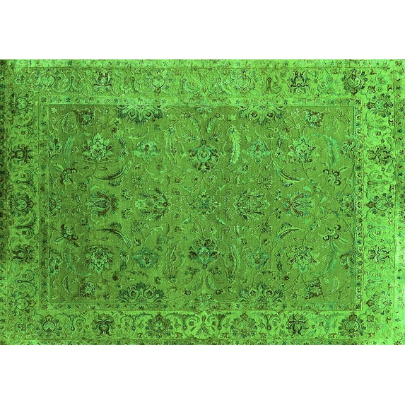Ahgly Company Indoor Rectangle Oriental Green Industrial Area Rugs, 2' x 4'