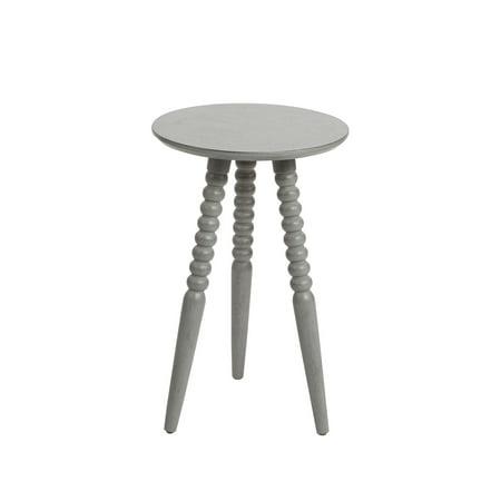 Allison Round Wood Accent Table with Turned Legs, Grey Finish