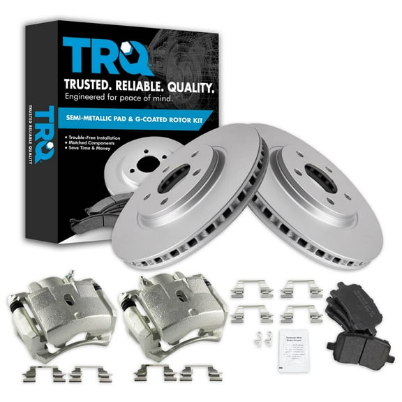TRQ Front Brake Pad & Rotor Kit Brake Caliper Brake Pads Brake Rotor Semi-Metallic Vented Premium G-Coated Fits Select 2008-2010 Chevrolet HHR 2004-2008 Malibu 2006-2007 Pontiac G6
