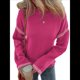 thumbnail image 2 of Suéteres para Mujer, Cuello Redondo Liso, Corte Holgado, Larga, Punto en Contraste, Jersey, Tops Rosa Roja L, 2 of 8