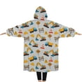 thumbnail image 2 of Oversized Wearable Blanket Hoodie,Cartoon Construction Vehicles Barriers Sherpa Blanket Hoodie with Super Pockets,Super Warm Fuzzy Pullover for Women & Men, 2 of 6