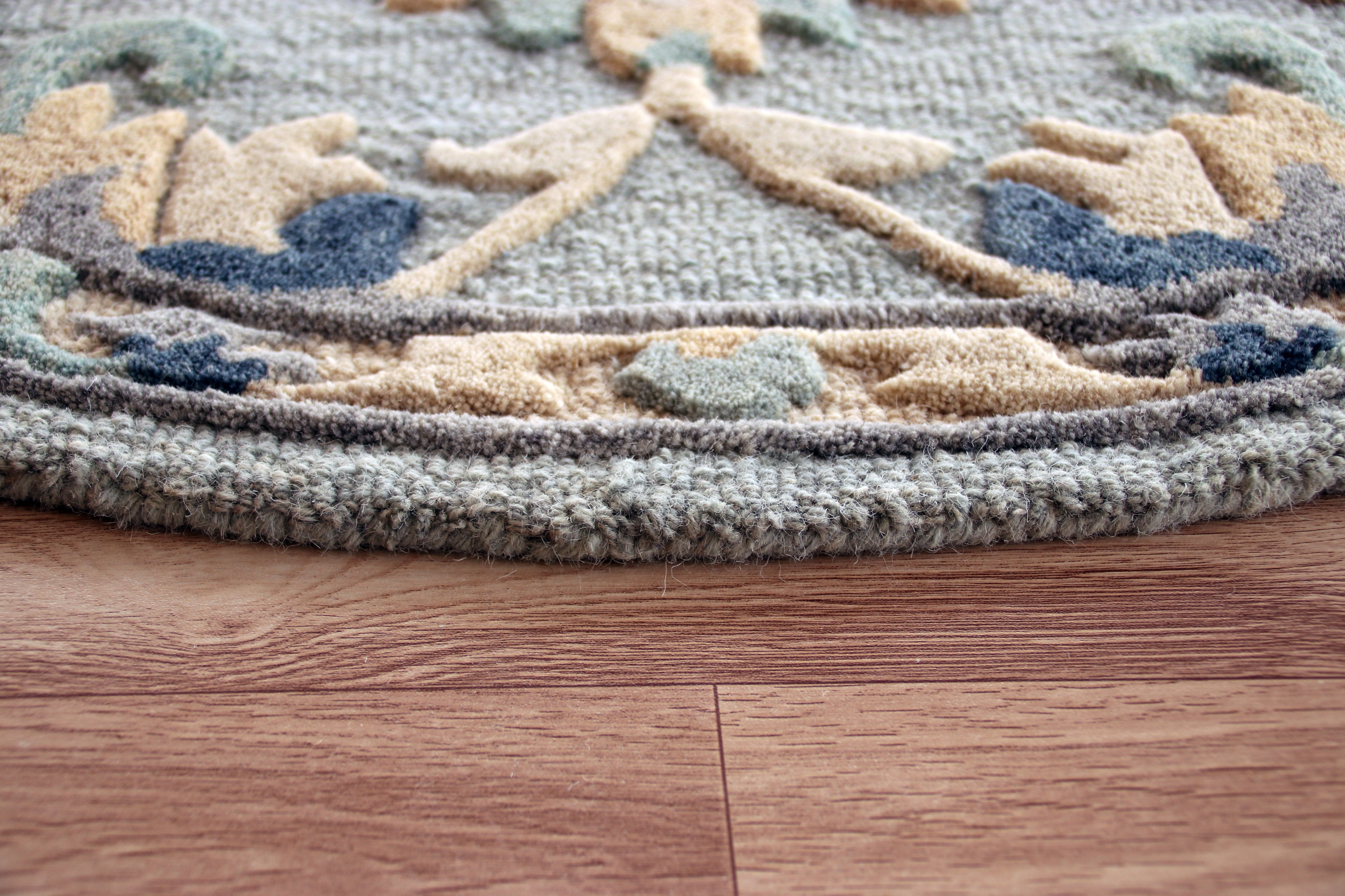 LR Home Daisey 2'3" x 3'10" Blue/Gray Trellis Wool Hearth Indoor Area Rug