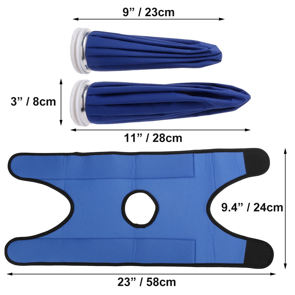 Ueasy Pain Relief Hot Cold Therapy Reusable Ice Bag Pack & Wrap for Head, Shoulder, Back, Knee (Pack of Ice Bag Wrap and Two Ice Bags and Two Elastic Bands)