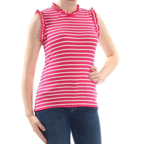 CeCe - CECE Womens Pink Ruffled Sleeveless Top Size M - Walmart.com