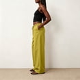 thumbnail image 5 of Sewkxo Womens Linen Palazzo Pants Drawstring Elastic Waist Casual Wide Leg Trousers with Pockets,Fluorescent Green M, 5 of 5
