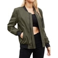 thumbnail image 5 of Nlife Women Contrast Color Stand Collar Zip Up Long Sleeve Bomber Jacket, 5 of 7