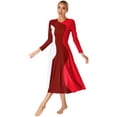 thumbnail image 4 of YIZYIF Womens Long Sleeve Liturgical Praise Dance Dress Worship Church Costume Lyrical Dance Performance Dress Red XXL, 4 of 7