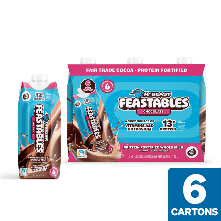 Feastables Protein Fortified Chocolate Milk, Shelf-Stable, 8 fl oz