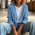 thumbnail image 3 of LEKODE Women Relaxed Fit Long Sleeve Button Front Layering Coat Lightweight All Season Daily Outfit Navy 3XL, 3 of 9