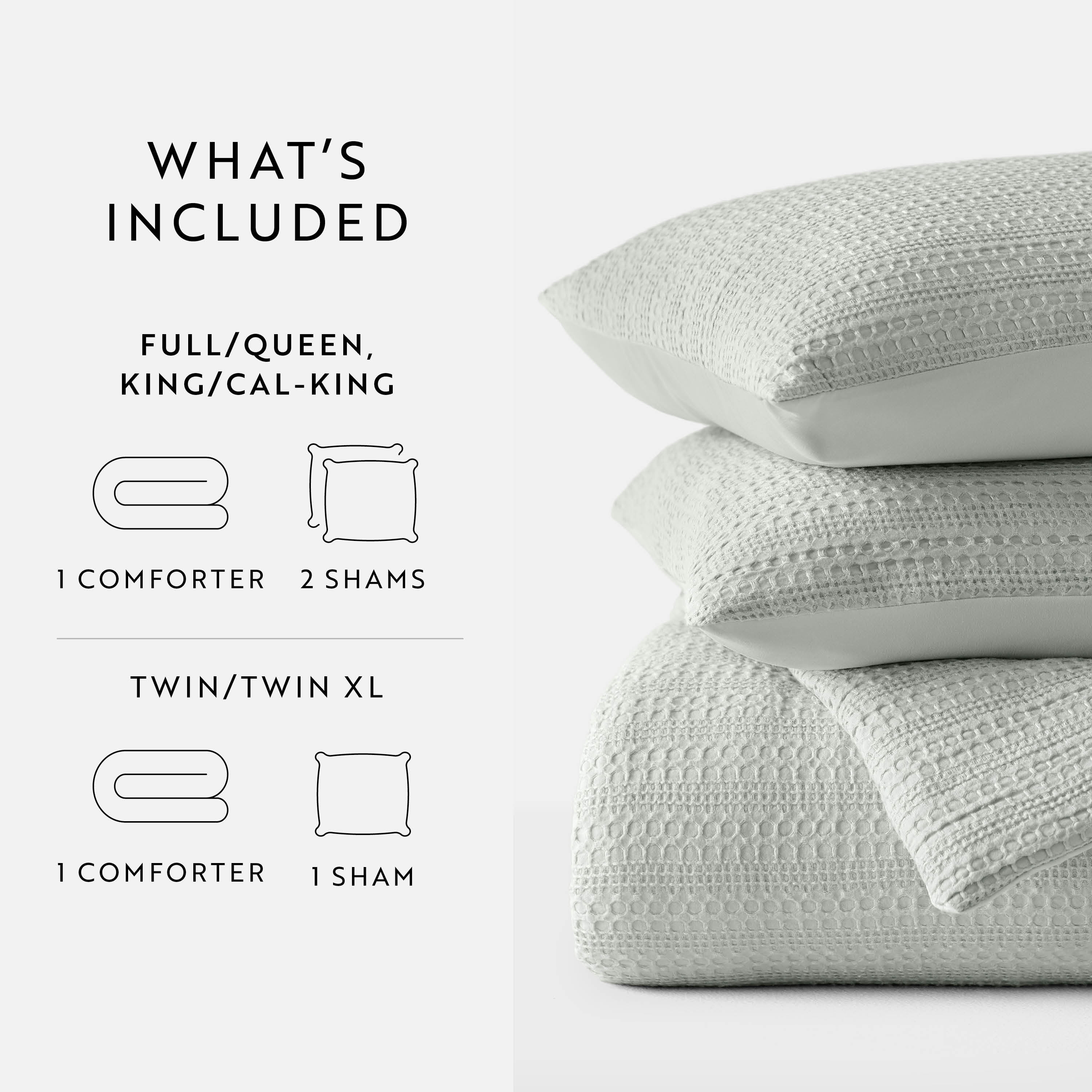 Textured Waffle Comforter Set in Sage Green for Full/Queen Size Bedding by Comfort Canopy