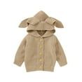 thumbnail image 1 of Toddler Baby Girls Long Sleeve Knitted Cardigan Button Down Solid Color Rabbit Ear Hooded Coat Tops, 1 of 6