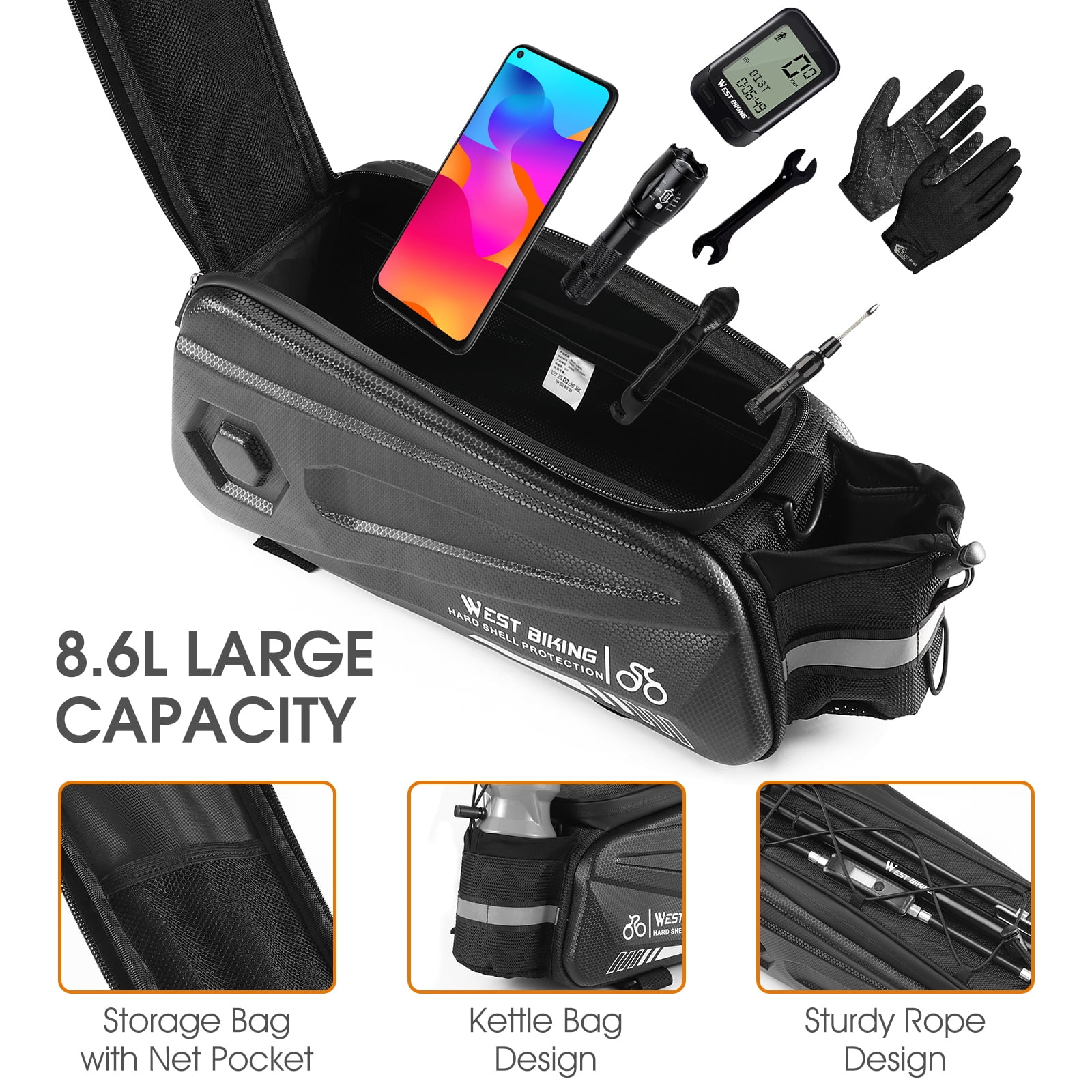 West Biking Bike Rear Seat Bag Capacity Waterproof Bicycle