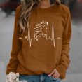 thumbnail image 2 of Mujeres Casual Manga Completa Cuello Redondo Tops Camisas Sueltas Blusa Jersey Estampado Sudadera Pompotops FGAJ18836, 2 of 5