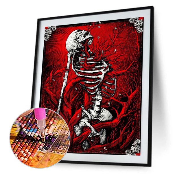 Cuadros Decorativos Kit de pintura de diamante 5D Calavera Taladro redondo completo Rhinestone DIY Pared (B4394) Tmvgtek embutido en tela