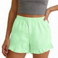 thumbnail image 3 of KHONTS Women's Summer Pajama Boxer Shorts Ruffle Spring Sleepwear Textured Casual Beach Pj Bottoms Green M, 3 of 7