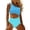 Blue, variant on Women's One Piece Swimsuit- One Shoulder Bathing Suit Cutout Tummy Control Swimwear