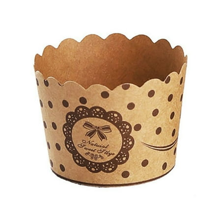 

Trayknick 50Pcs Medium Muffin Cup Disposable Waterproof Kraft Paper Decorative Polka Muffin Cake Cup Party Accessories