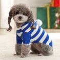 thumbnail image 3 of Deago Dog Cat Stripe Sweater with Hoodie for Christmas Sweatshirt Winter Pet Clothes Xmas Puppy Outfits (Blue, L), 3 of 7