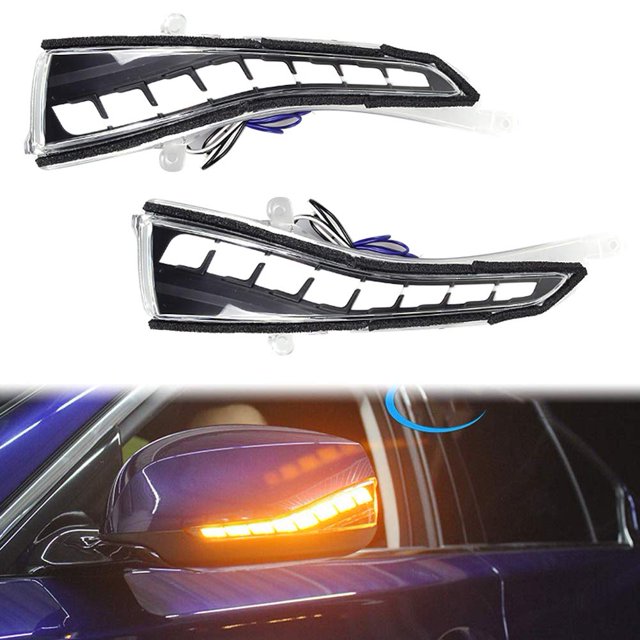 PGONE Dynamic Sequential Blink LED Side Mirror Turn Signal Light Strip Assembly White Light Parking Puddle Light Lamp Kit For Infiniti Q50 Q60 Q70 QX30