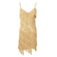 thumbnail image 2 of Raenseen Women's Sequins Tassel Dance Costume Samba Rumba Tango Dance Dress 1920s Flapper Cocktail Gold One_Size, 2 of 8