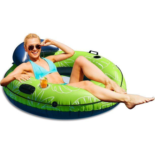 River Floats for Adults Heavy Duty 350lb, XL River Tubes for Floating - 53" Large Pool Floats Adult with 2 Cup Holders, Inflatable Floating Tube, River Run Tube Lake Water Tubes
